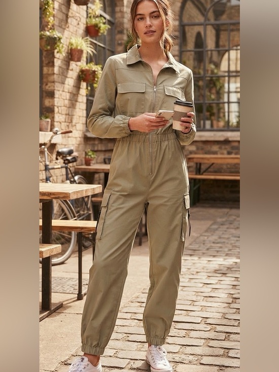 Almost Famous Pants - Almost Famous Sage Green Khaki Utility Jumpsuit M